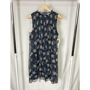 NWT Joie sleeveless chiffon Blue Baltic print mini dress floral sz Medium Swing